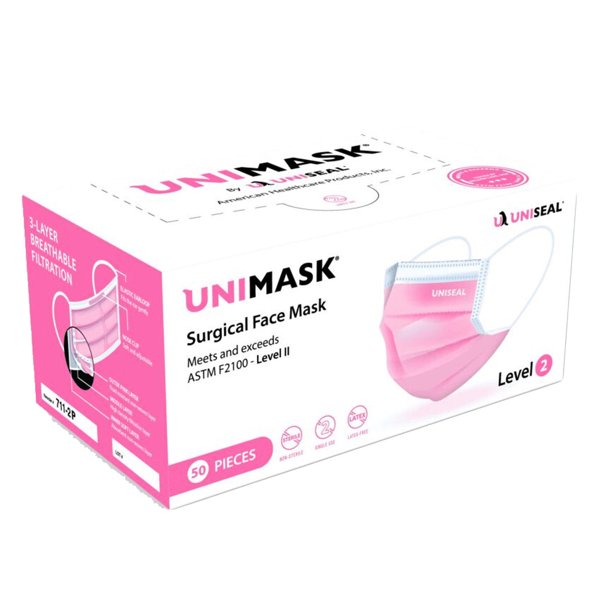 SURGICAL EARLOOP FACE MASK PINK 50 Count