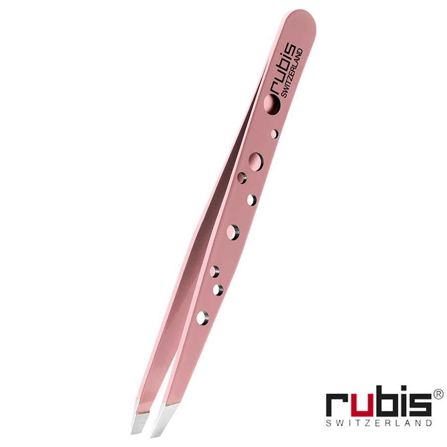 RUBIS CLASSIC PINK PERFORATED SLANT TWEEZER